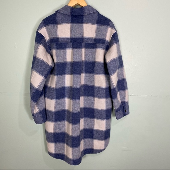 Rails Jaro Buffalo Plaid Wool Blend Coat Button Up‎ Sz L Blue White - Picture 6 of 7
